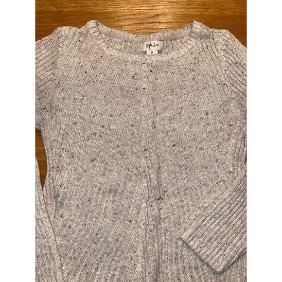 Womens Style & Co Gray Speckled Knit Sweater - Picture 3 of 4